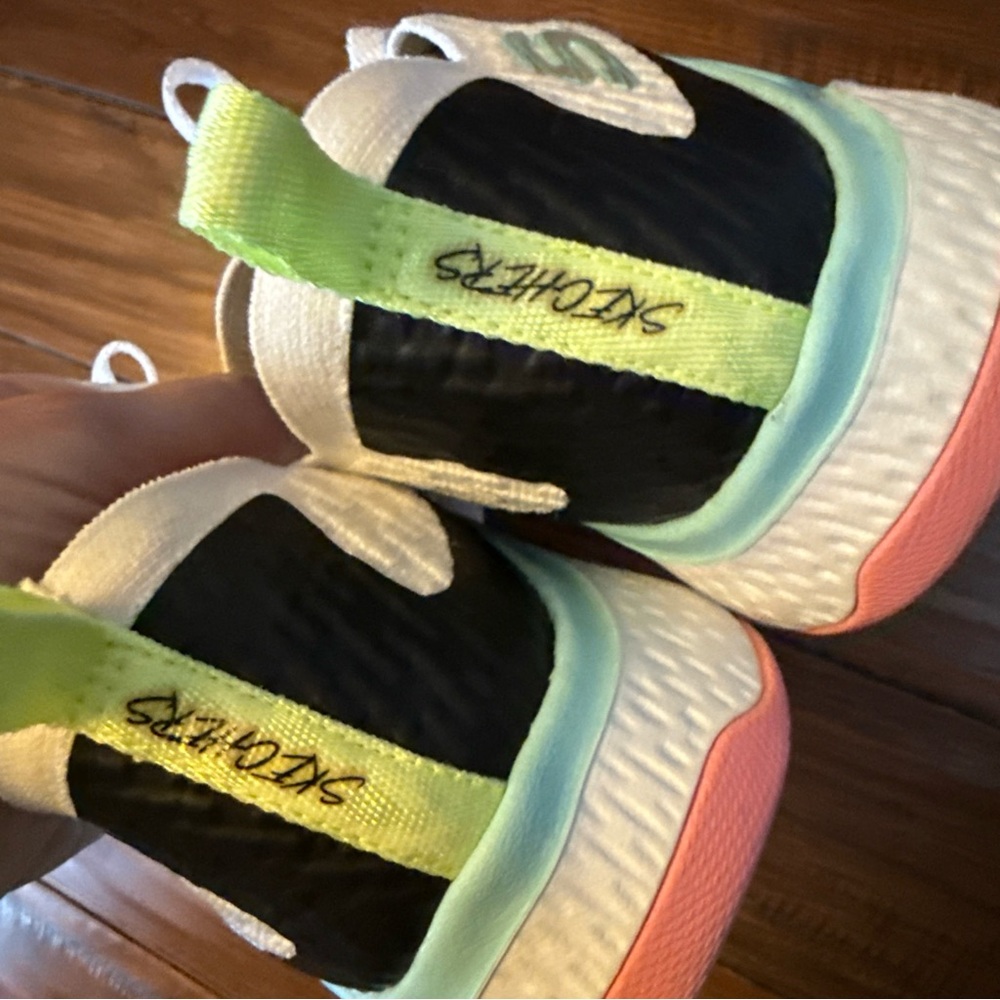 Skechers Air-Cooled Sneakers Shoes‎ White Pink Mint SN 13325 Women Size 8 - Picture 5 of 7